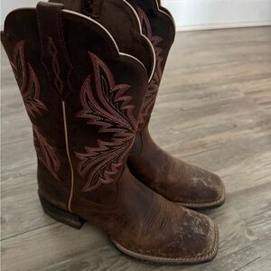 Ariat Brown and Pink Heeled Boots